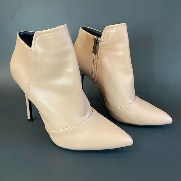 Prima Donna Nude Tan Ankle Boot Bootie Heel Pointed Toe Side Zip Womens Size 9.5 - Picture 2 of 11
